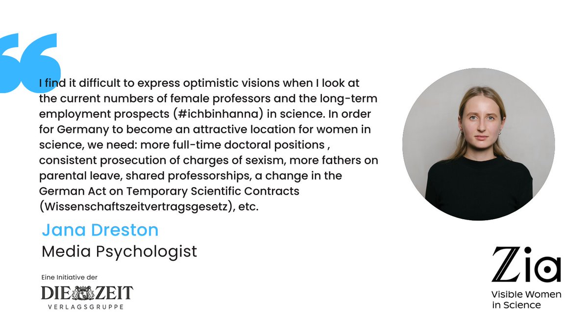 For #InternationalWomensDay, the <a href="/zeitverlag/">ZEIT Verlagsgruppe</a> #Zia-Visible Women in Science Fellowship asked me: What is your vision for women in science? Let's work towards a future where women are encouraged &amp; celebrated for their perspectives &amp; contributions to scientific discovery. #IWD2023
