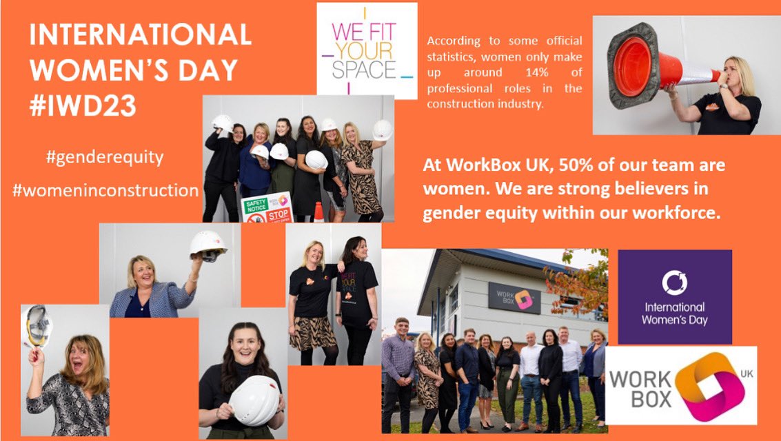 WorkBoxUK's tweet photo. Happy International Women’s Day! #IWD23 #genderequity #womeninconstruction #workboxuk #WeFitYourSpace https://t.co/92WBPPSjCF
