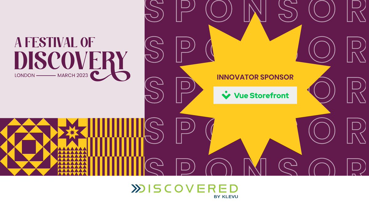KlevuAI's tweet photo. 🎉@VueStorefront is our final #InnovatorSponsor for #DiscoveredLDN! 🤩 Don’t miss out on this valuable opportunity to discover new trends and technologies for improving customer experience!🚀Get your #Discovered2023 tickets now - https://t.co/YQgzt9j9CC https://t.co/0y0Nfge0I0