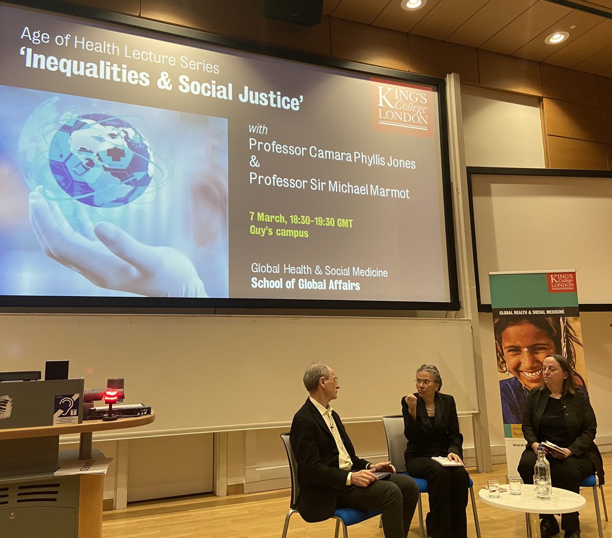 Wonderful to see Prof <a href="/CamaraJones/">Camara Jones</a> &amp; Sir <a href="/MichaelMarmot/">Sir Michael Marmot</a> speak last night at the <a href="/GHSMatKCL/">King's Global Health & Social Medicine (GHSM)</a> event on health inequalities &amp; social health! Left feeling suitably inspired &amp; reinvigorated.