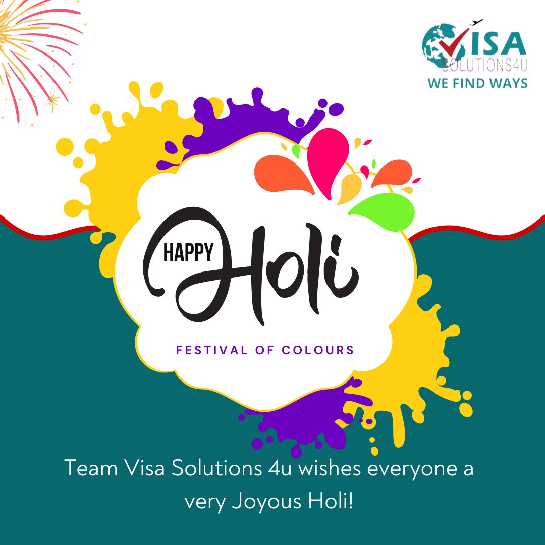 Team Visa Solutions 4u wishes everyone a very Joyous Holi!

#holi #holifestival #happyholi #festivalvibes #holicelebration #holi #holifestival #holicelebration #happyholi #holi2022 #holiwishes #happyholi2022 #holicreative #creativeagency #festivepost #festivalpost