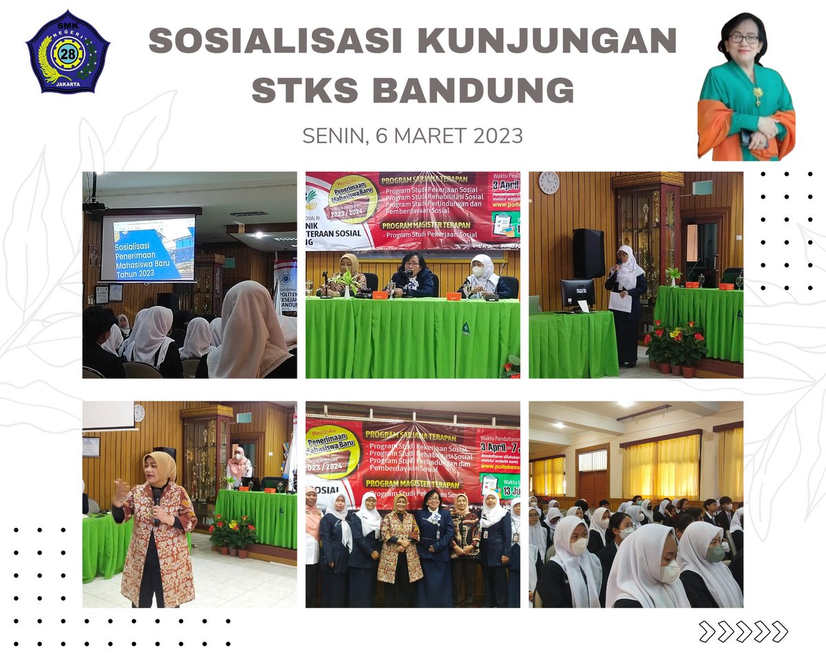 smkn28jkt's tweet photo. [Senin, 6 Maret 2023] Kegiatan Sosialisasi Kunjungan dari STKS Bandung https://t.co/VowIRZ4xI5