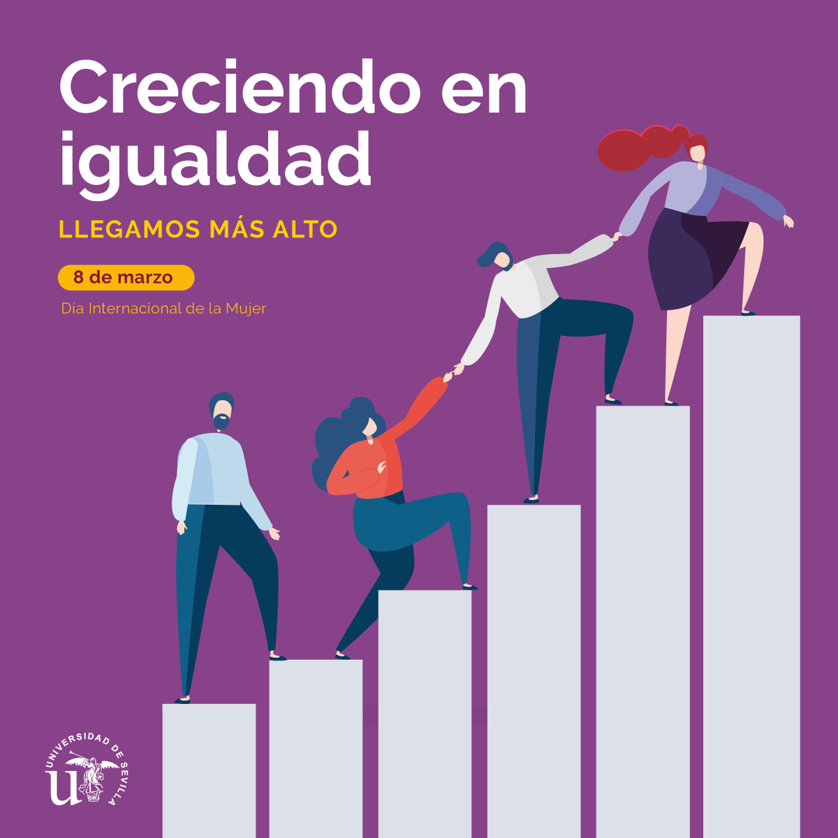 unisevilla's tweet photo. 📈Creciendo en #igualdad llegamos más alto

💜#8M2023 #DíaInternacionalDeLaMujer #8Marzo https://t.co/TOXJAWm5ai