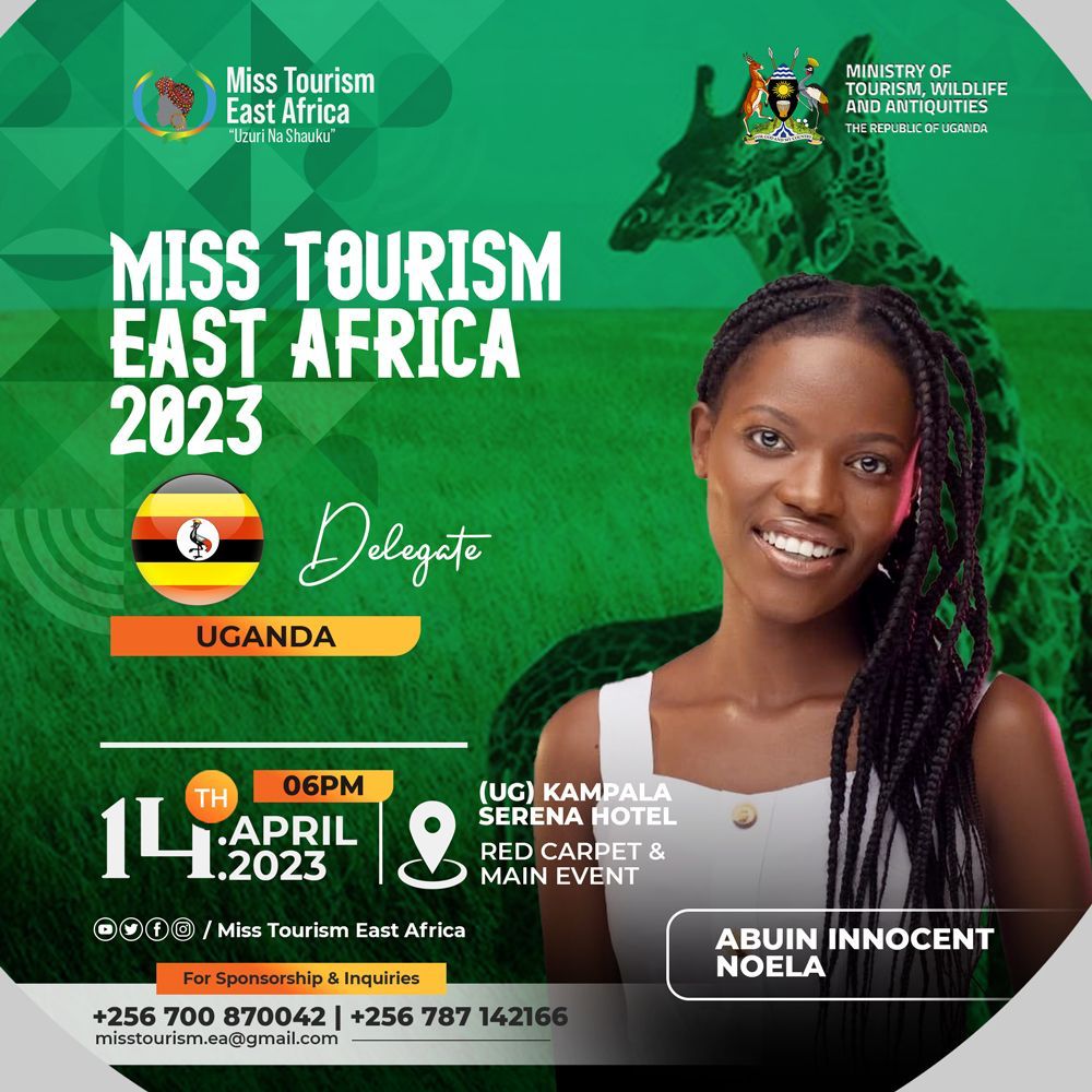 misstourismea's tweet photo. Meet the beautiful Abuin Innocent  Noela. She will be representing Uganda at the Miss tourism East Africa beauty pageant come April 14th at Serena hotel kampala.
@_a_kobusinge @uwec_entebbezoo @kampalaserenahotel @wilkinskanye 
#beautybeyondborders https://t.co/LrvkD7Lmlg