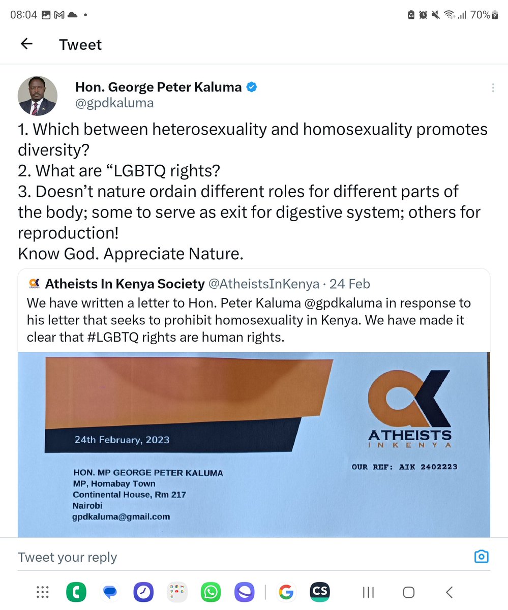 ahmednasirlaw's tweet photo. Can someone please explain to me and other Kenyans Hon @gpdkaluma's manic obsession with the LBGTQ community? They(experts)say borderline characters &amp; those hiding in the closet are most vociferous is their OVERT opposition to members of the LBGTQ community...🤣🤣🤣 @makaumutua https://t.co/kbj4xrNAjx