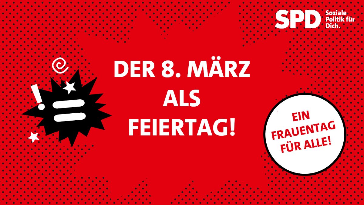 SPDSachsen's tweet photo. Der 8. März als Feiertag! Ein Frauentag für alle! 
Zum heutigen #Frauentag lädt ver.di zum Frauen*Empfang in das Dresdner Gewerkschaftshaus ein. Fokus der Veranstaltung ist der von ver.di initiierte Volksantrag, den 8. März als gesetzlichen Feiertag in Sachsen zu verankern. https://t.co/TIWSR8op4o