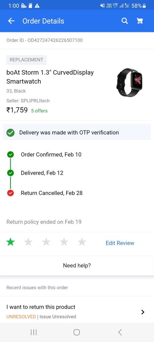 krishna saini (@krishna67002575) on Twitter photo Multiple times return/refund request was canceled, more than a month I'm tolerating your senior executive excuses I've purchased boat storm 1.3"curved display with Order ID: OD427247426226507100 No satisfactory response they gave <a href="/flipkartsupport/">FlipkartSupport</a> <a href="/Flipkart/">Flipkart</a> <a href="/FlipkartStories/">Flipkart Stories</a> Multiple times return/refund request was canceled, more than a month I'm tolerating your senior executive excuses I've purchased boat storm 1.3"curved display with Order ID: OD427247426226507100 No satisfactory response they gave <a href="/flipkartsupport/">FlipkartSupport</a> <a href="/Flipkart/">Flipkart</a> <a href="/FlipkartStories/">Flipkart Stories</a>