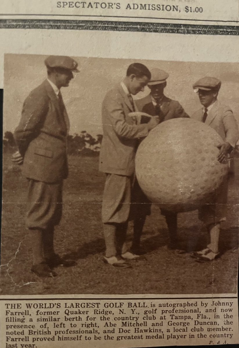 championJJF's tweet photo. For Fans of Johnny Farrell 
The Worlds Largest Golf Ball ⁦@JohnnyFarrell28⁩ with British Stars George Duncan (Scotland) and Abe Mitchell (England) #golf  #history https://t.co/td4znxhrjp
