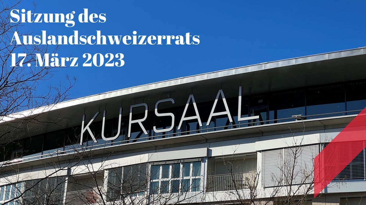 Am Freitag, 17. März 2023, treffen sich die Mitglieder des Auslandschweizerrats im Kursaal in Bern zur #ASRSitzung. Ein zentrales Thema sind die politischen Rechte und die #eidgenössischeWahlen2023.

Mehr ➡ swisscommunity.link/asrmaerz2023

#SwissCommunity #5teSchweiz #Auslandschweizer