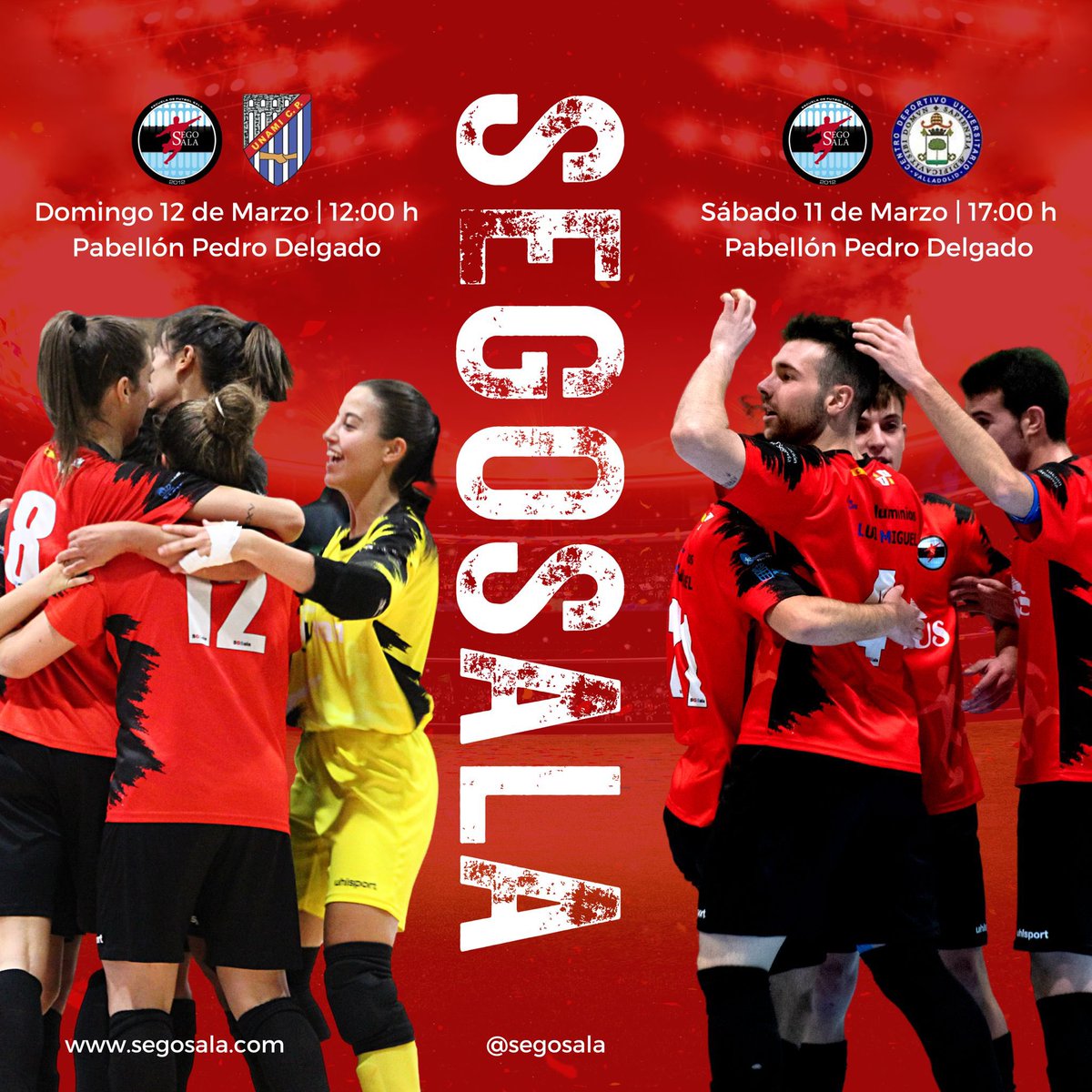 ¡ESTE FIN DE SEMANA VEN A SENTIR LA EMOCIÓN DEL FÚTBOL SALA!

🔴 Si eres abonado puedes traer a dos acompañantes gratis.

🔴 El acompañante de los menores de 12 años, podrán entrar gratis.

#SegosalaEsUnSentimiento ❤️🖤