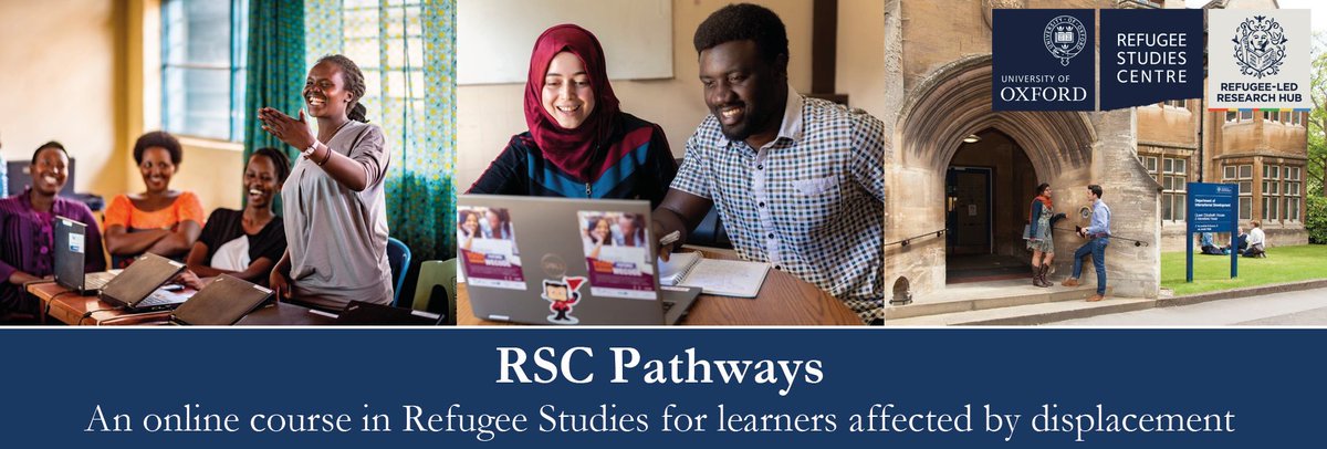 📣Apply to RSC Pathways!📣 This 3-month course in Refugee Studies from @UniofOxford is available worldwide to learners affected by forced displacement. It opens doors to funded grad degrees & career opportunities & it's free to enrol!👩‍🎓💻🌍 Please share! rsc.ox.ac.uk/rsc-pathways-2…