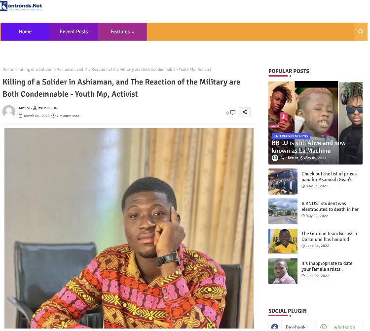 I_am_Wilkinson's tweet photo. The killing of a soldier in Ashiaman is condemnable, and those responsible must be brought to justice. However, the reaction of the military and the abuse of innocent civilians is equally unacceptable.
Read full article https://t.co/iEGrlmouhI https://t.co/tGCCAeQkIZ