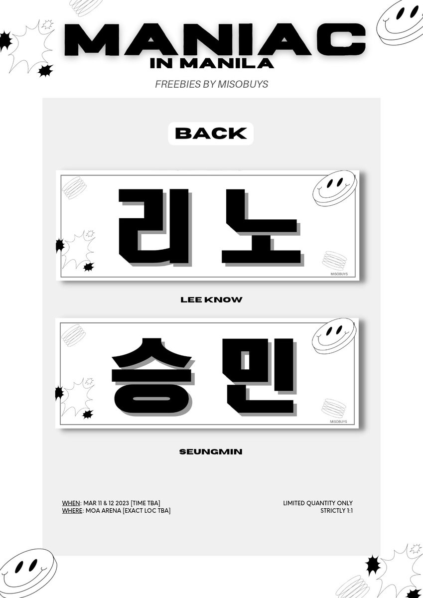 misobuys's tweet photo. #MANIACinMANILA freebies by misobuys

☁️ lee know seungmin 2min banners

— rt &amp; like !
— mar 11 &amp; 12 2023
— time and location TBA
— open for donations and onsite trades

see you, stays ! #SKZinMNL2023  
@Stray_Kids https://t.co/6rV25ppcmk
