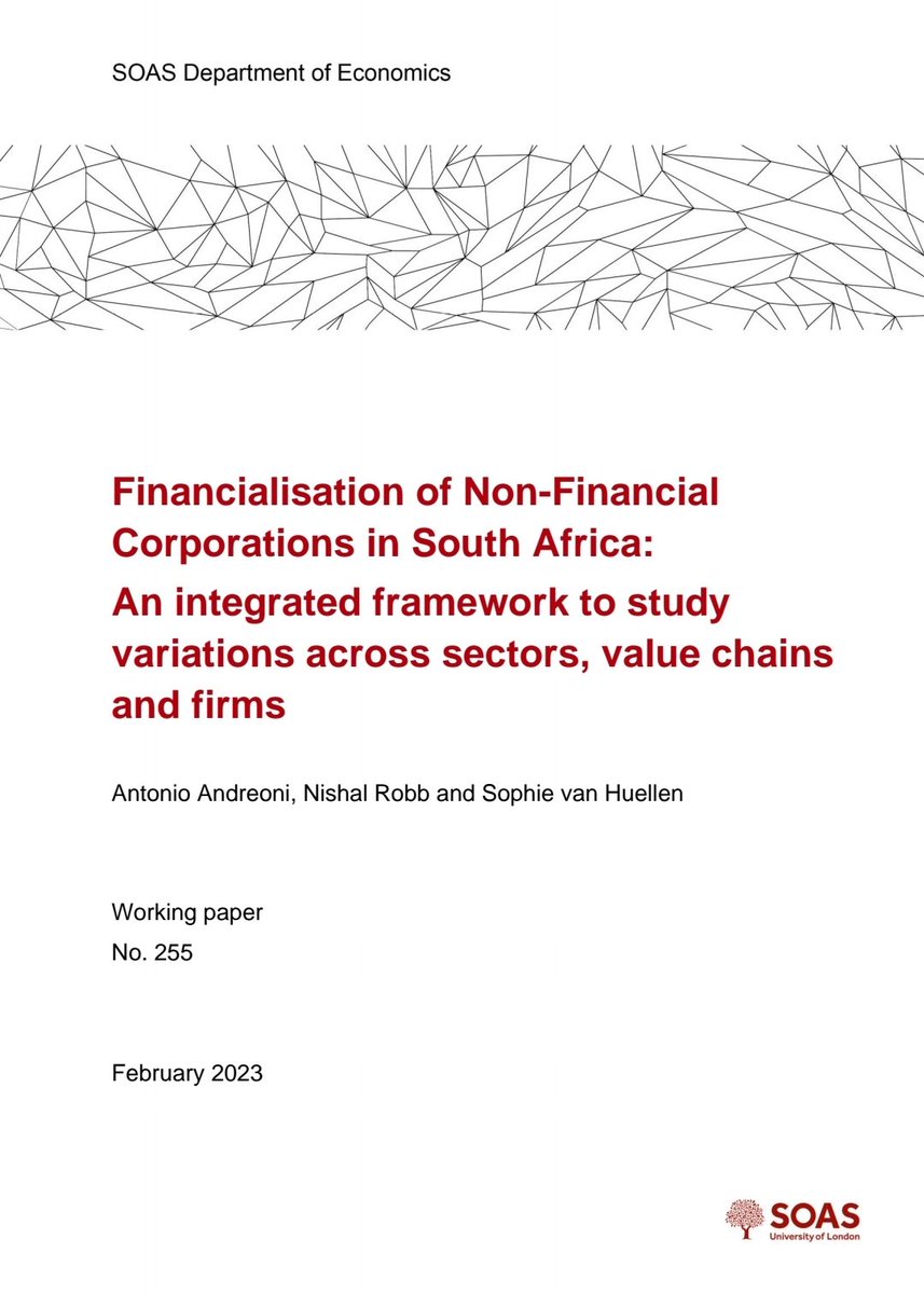 Antonio Andreoni (@antoandreoni) on Twitter photo 📣 New paper on 'Financialisation of Non-Financial Corporations in South Africa' - we <a href="/S_vanHuellen/">Sophie van Huellen</a> <a href="/NishalRobb/">Nishal Robb</a> advance a new micro-meso-macro integrated framework and apply it to 3 firm case studies - MTN (telecom), Sasol (chemicals) & Shoprite (retail).
soas.ac.uk/sites/default/… 📣 New paper on 'Financialisation of Non-Financial Corporations in South Africa' - we <a href="/S_vanHuellen/">Sophie van Huellen</a> <a href="/NishalRobb/">Nishal Robb</a> advance a new micro-meso-macro integrated framework and apply it to 3 firm case studies - MTN (telecom), Sasol (chemicals) & Shoprite (retail).
soas.ac.uk/sites/default/…
