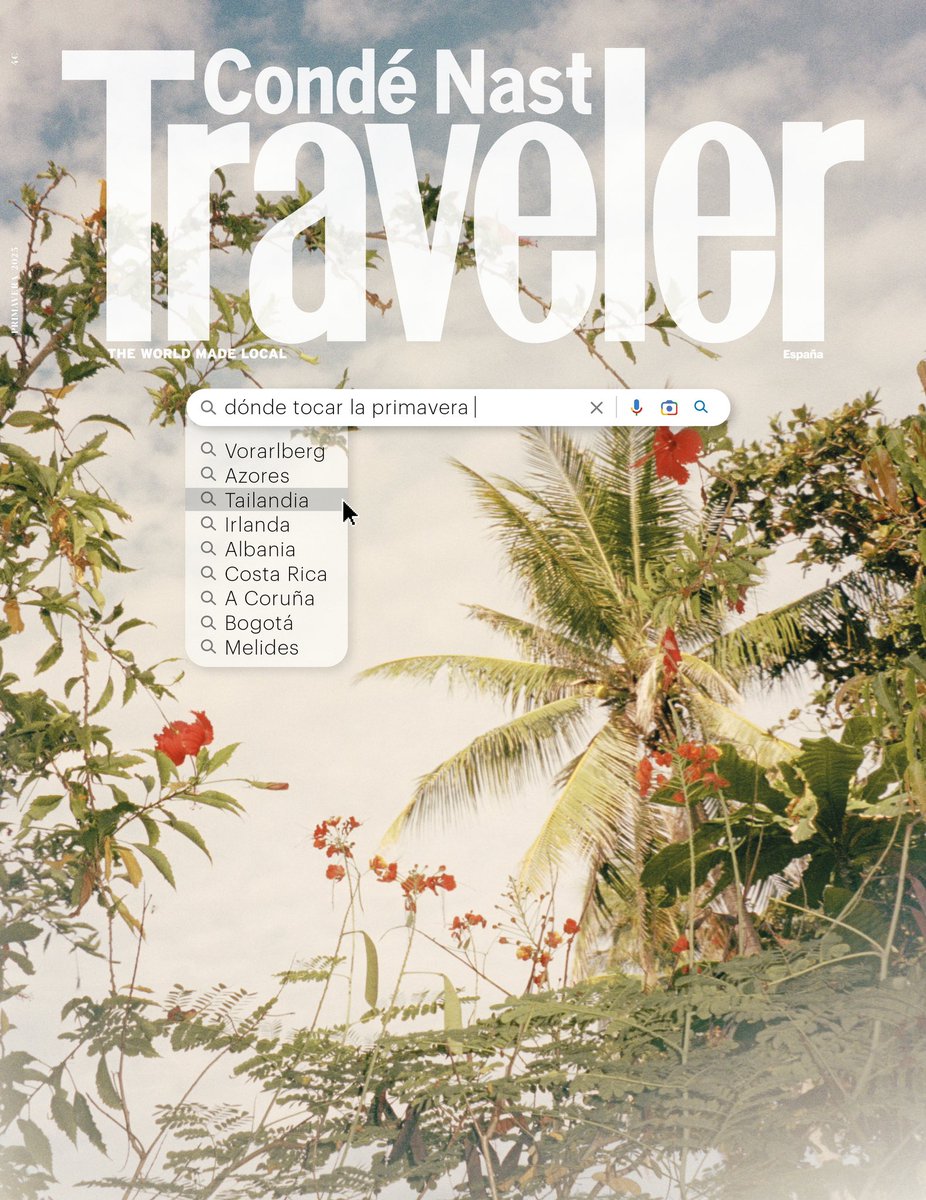 'Dónde tocar la primavera'. 

Eso buscamos y esto encontramos: flores, flores por todas partes, flores de otros mundos y mundos henchidos de primavera. En el nuevo @cntravelerspain te llevamos a Tailandia, Albania, Costa Rica, A Coruña, Irlanda, Colombia... Ya en kioscos 🌻