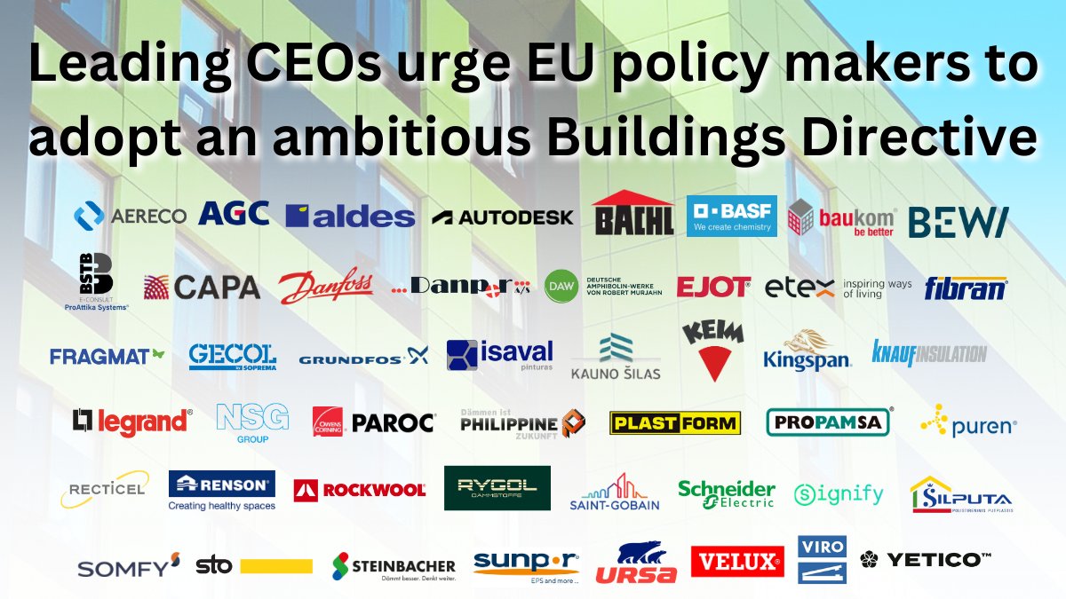 Efficient_Bldgs's tweet photo. Business leaders urge @Europarl_EN to adopt an ambitious #EPBD.

Our industry is ready for the challenge!

A strong EPBD is necessary for: 
➡️ #EnergySecurity 🛡️
➡️ #ClimateNeutrality 🍃
➡️ Better living conditions 👪

#ReadyForEPBD

Read full letter 👉 https://t.co/z25NZjvztK https://t.co/uAeMDSa2Gw