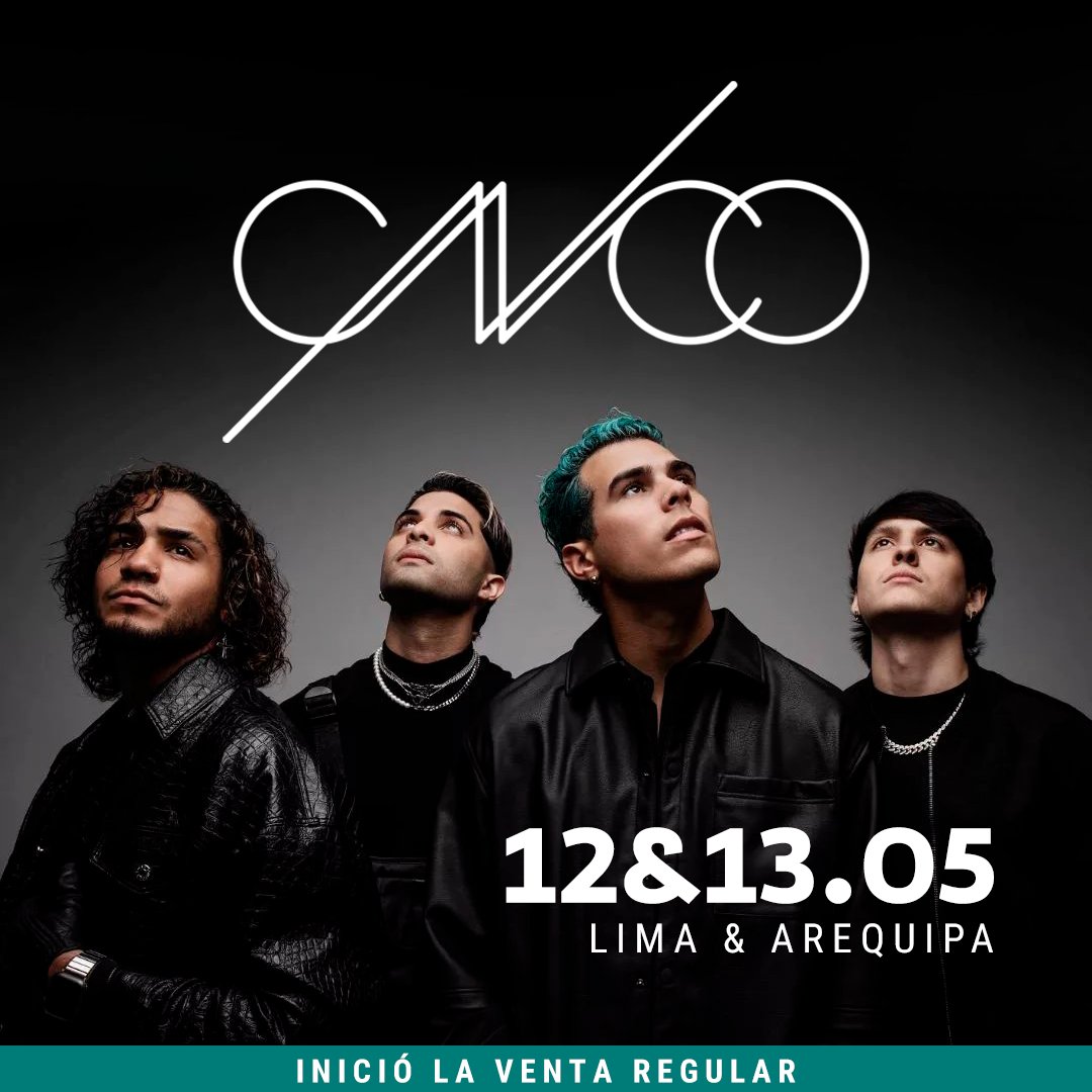 teleticketperu's tweet photo. 😍 CNCO regresa al Perú con dos emocionantes shows en Lima y Arequipa. 🙌🎶

🗓 12 de mayo
📍Lugar: Circuito Mágico Del Agua - Lima

🗓 13 de mayo
📍Lugar: Jardín de la Cerveza - Arequipa

🎫 Compra tus entradas únicamente por nuestra web 👉 https://t.co/udxmCue1Hz https://t.co/R2bnnKRisH