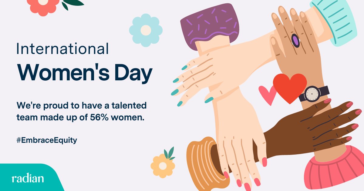 erray1's tweet photo. Happy #InternationalWomensDay from me and my teams at Radian! Today, communities worldwide come together for a global celebration of women's achievements and a reminder of the progress yet to be made.

I am proud to work for a company that works hard to #EmbraceEquity every day a https://t.co/bjqKfZHvlq