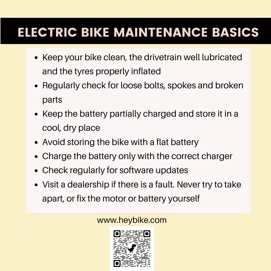 heybikeofficial's tweet image. Finally, always follow the manufacturer's recommended maintenance schedule and seek professional help if you're unsure about any aspect of your e-bike's upkeep. Happy riding!🛠️
.
.
.
.
#ebiketips #biking #ebike #heybike #electricbike #cycling #iwd2023 #tips