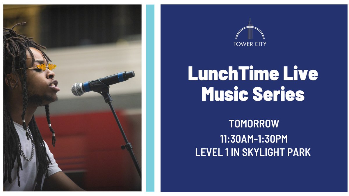 TowerCityCLE's tweet photo. Come stop by for our Lunchtime Live Music Series! Come enjoy live music featuring Cleveland artists! The fun starts at 11 AM and ends at 1:30PM in Skylight Park! #TowerCityLive #TowerCityCLE #CLEevents https://t.co/khvqJfbhLD