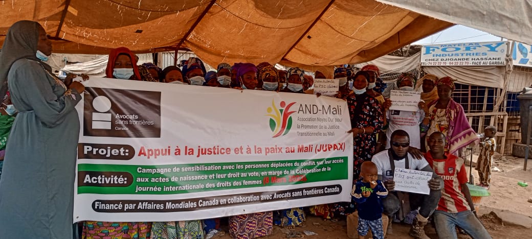 En marge du 8 mars, à travers nos activités, nous interpellons les #Autoritésmaliennes sur l'accès aux actes de naissance pour les PDI notamment les femmes et filles déplacées ainsi que sur leur participation aux échéances électorales à venir
<a href="/GouvMali/">Primature du Mali</a> 
<a href="/ASFCanada/">Avocats sans frontières Canada</a>