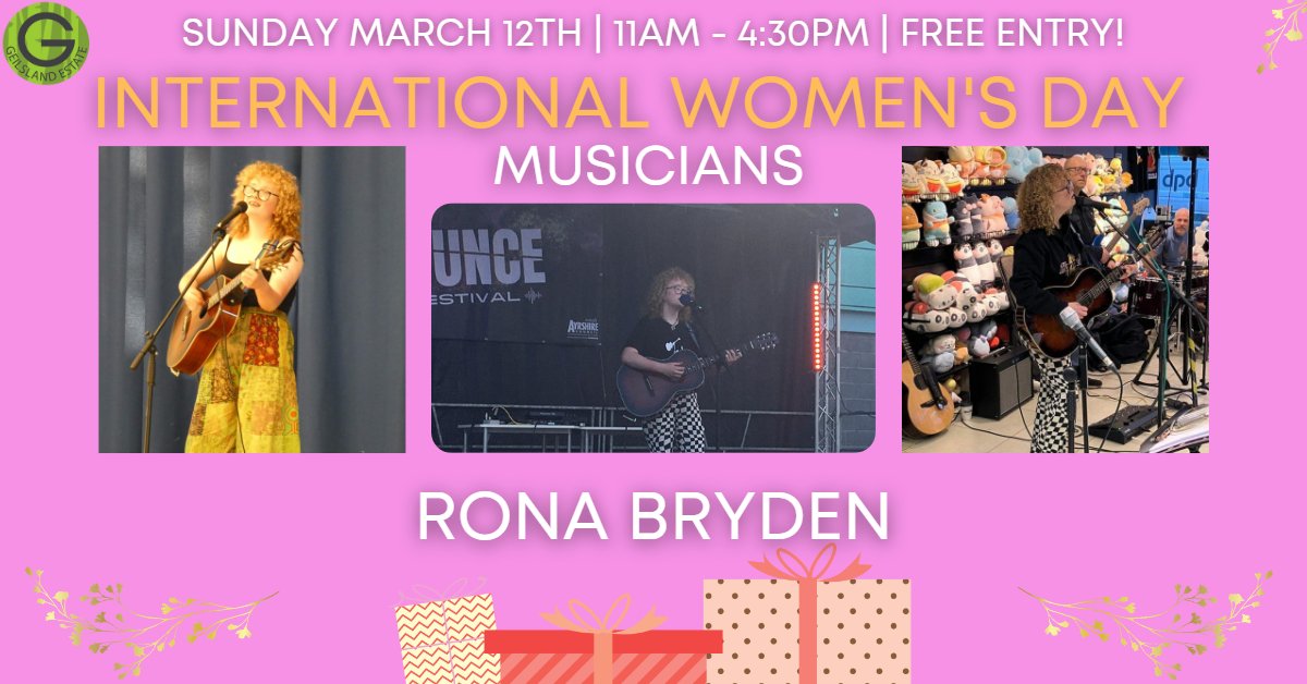 Rona Bryden is the next musician to join us at our International Women's Day craft fair fundraiser! We hope you can come along, browse the stalls and enjoy some live music. Our workshops still have space available for booking too. 💗 geilsland.com/event/internat…