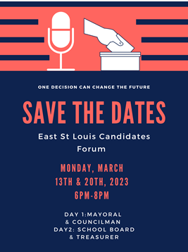 deaconessfound's tweet photo. Join @ucmetroeast for their East St. Louis Candidates Forum on March 13th and 20th. Hear from your future public officials including mayoral, councilman, school board, and treasurer candidates. More information to come! #stl #stlouis #eaststl #eaststlouis #election #candidate https://t.co/3JOdazFPwZ