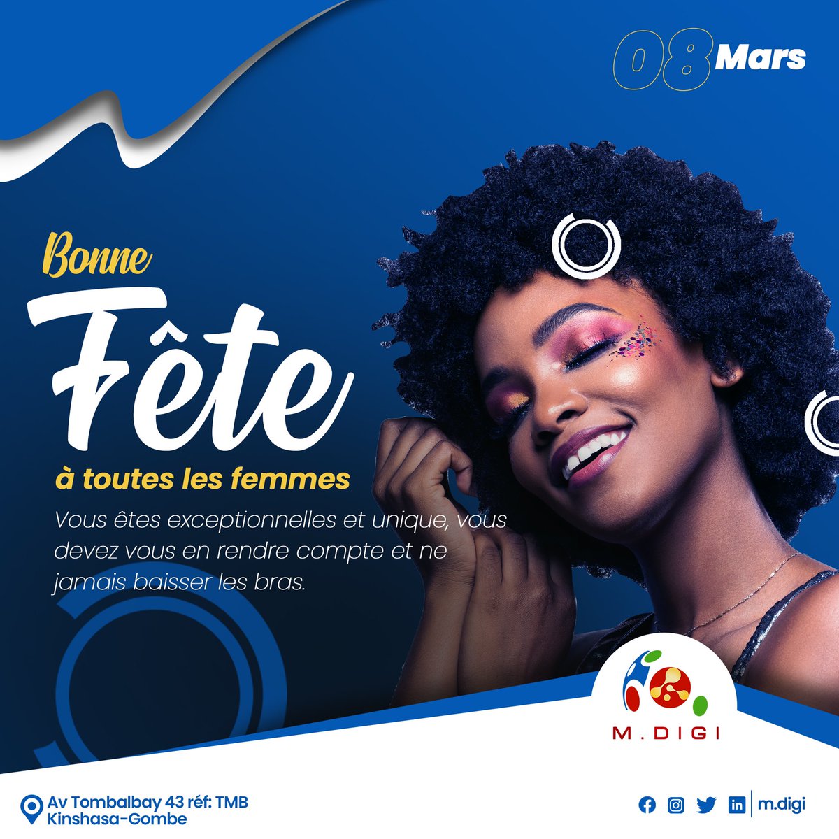 MDIGI01's tweet photo. Joyeuse fête de la lutte pour les droits de la femme 👩 

Enjoy ✨☺️🙌🏾

#womensday2023 #partymood #mondedigital #femmeentrepreneure #femmedevaleur https://t.co/GXzeTDzCjM