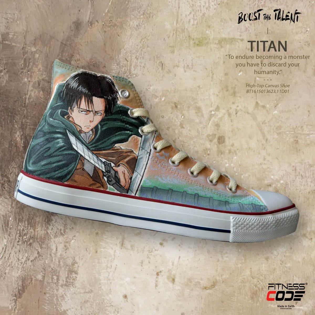 FitnessCodeShop's tweet photo. 👣 TITAN | To endure becoming a monster you have to discard your humanity.
#aot
#attackontitan
#attackontitanfinalseason #fitnesscode #BoostTheTalent #converse #chucktaylor #handmade #customkicks https://t.co/sjVKgbZg7a