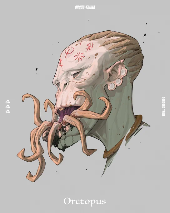 Orctopus of the Gorgorc tribeOrctopus is the priestess of a sect that reveres a multi-limb demiurge.Orcus x  Orc + Octopus5/10 