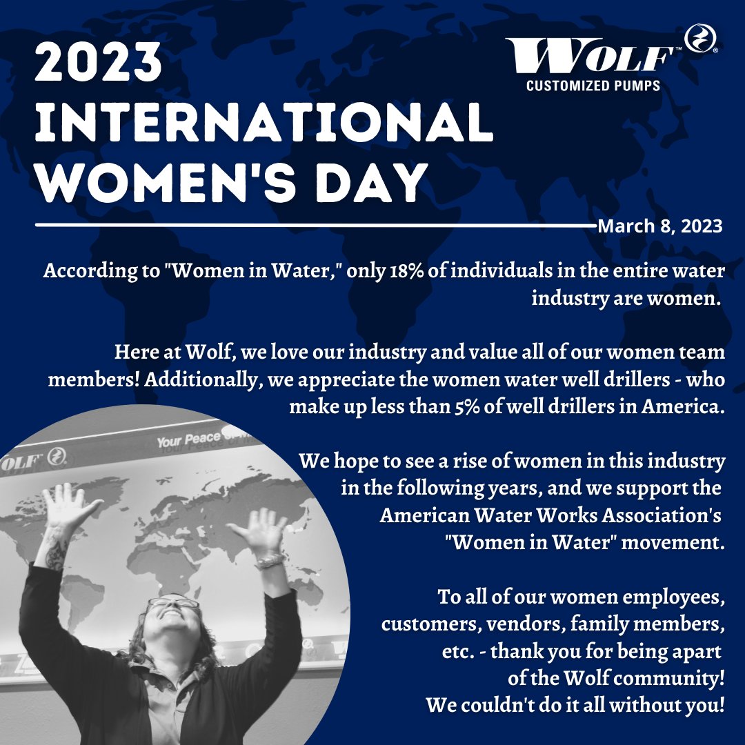 WolfPump's tweet photo. Happy 2023 International Women's Day!

To learn more about Women in Water, please visit this link: https://t.co/ATEIUBTDWM
#WomeninWater #InternationalWomensDay https://t.co/EuucUTjVVb