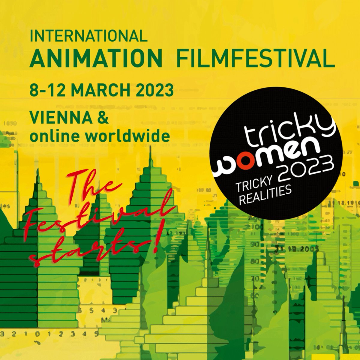 #twtr23 😍 Tricky Women/Tricky Realities 2023 starts today. During the next days we celebrate the radiance, courage and emancipatory power of animated films made by women and/or genderqueer artists in Vienna and online worldwide. More here: online.trickywomen.at