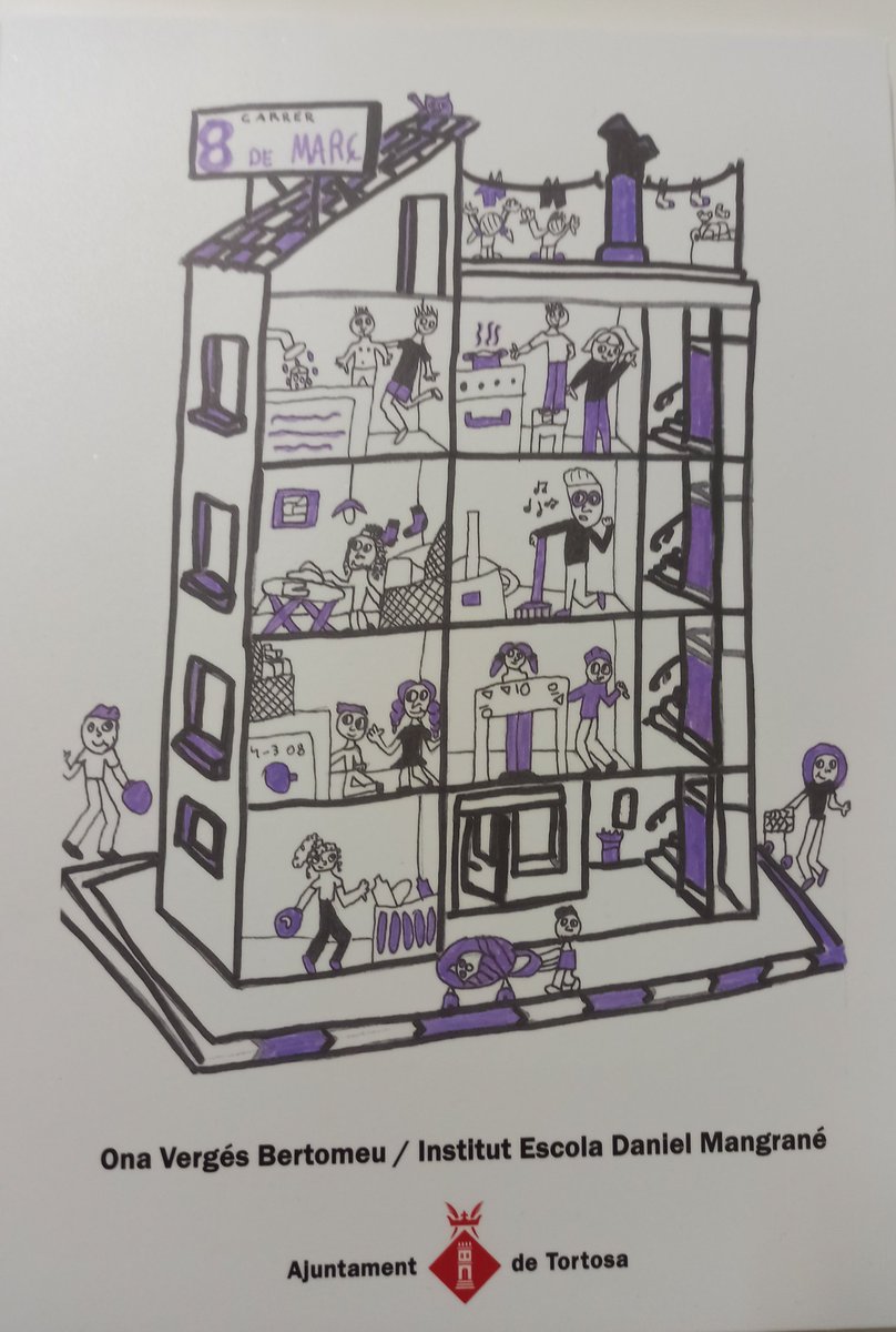 IEDMangrane's tweet photo. Treballem per posar en valor  les tasques domèstiques i de cura i la corresponsabilitat.
Felicitem la nostra alumna Ona, guanyadora del concurs de dibuix d'escoles de Tortosa. https://t.co/8yMlW4PEYV