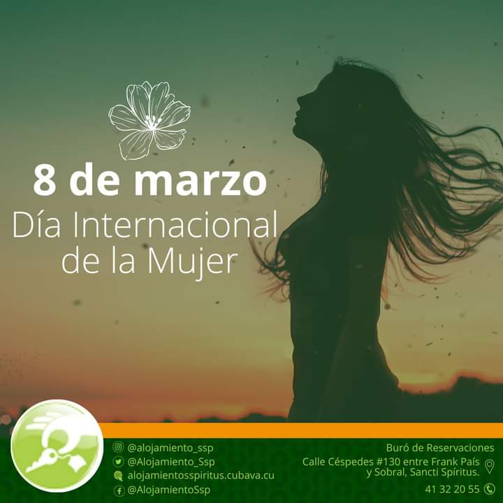 Alojamiento_SSp's tweet photo. Feliz Día Internacional de la Mujer👩‍🦰...en especial para todas las mujeres cubanas🇨🇺.

#AlojamientoSSp #BuscandoLaExcelencia #gecomss #MincinCuba #SanctiSpíritusEnMarcha #Cuba #DiaDeLaMujer #Mujer https://t.co/pgpkTq2I8Z
