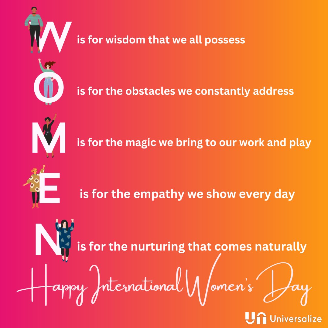 Happy International Women's Day to all the women out there! Let's celebrate our progress, recognise the work that still needs to be done, and continue to lift each other up. You are powerful, you are valued, and you are loved. #IWD2023 #InternationalWomensDay #Universalize