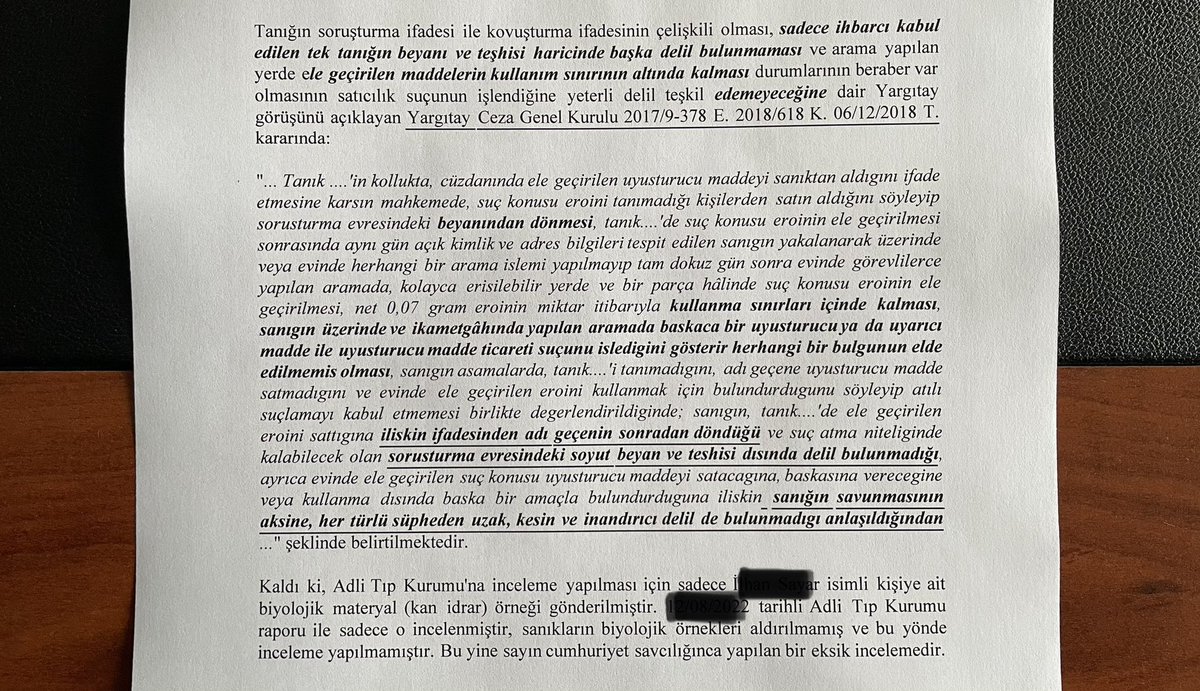İhbarcı tanık beyanı ve teşhisi haricinde başka delil bulunmaması ile ilgili YCGK 2017/9-378 E. - 2018/618 K. 06.12.2018 tarihli kararı.