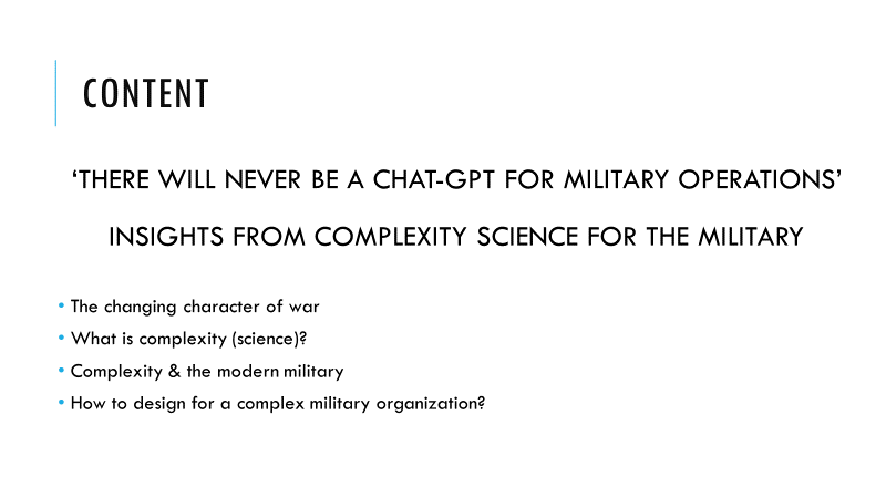 Also looking forward to my guestlecture at @CMRSJ_RMCSJ just before #ISA2023. I'll be talking with cadets and staff about #complexity and military organization. Will also cover multidomain operations, Boyd's OODA loop, Jomini & Clausewitz, Rumsfeld matrix and @StanMcChrystal.