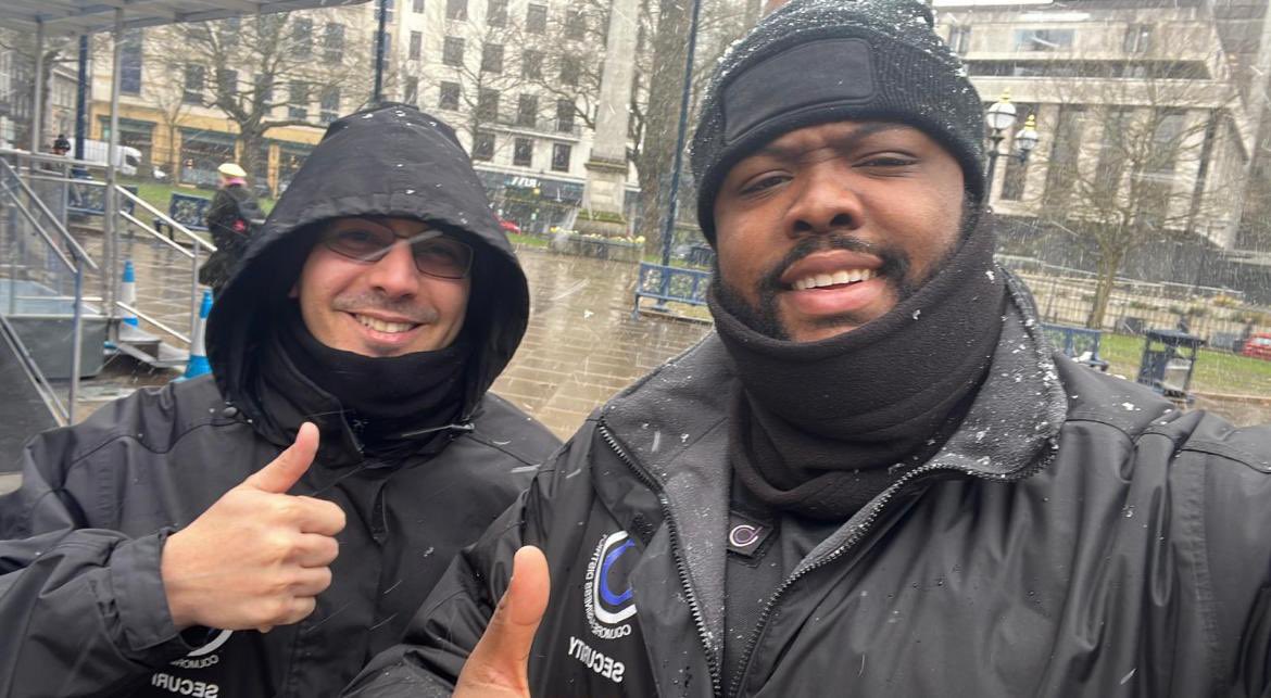 Even though it’s freezing cold and snowing <a href="/BidSecurity/">Security Project Manager - Colmore BID</a> are still out and about patrolling around <a href="/ColmoreBID/">ColmoreBID</a> offering support to who ever needs it 😊💪🏽

#Safeandsound#SaferColmore