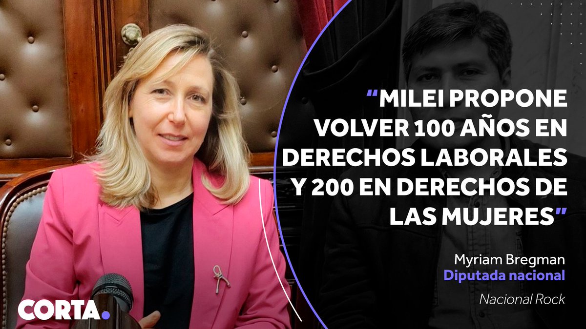 somoscorta's tweet photo. Myriam Bregman apuntó contra Javier Milei, aseguró que "no está acostumbrado a que le hagan preguntas fuera de lo pautado" y agregó: "Es lo más conservador que hay, su idea atrasa 650 años".

https://t.co/UgSv4IWAKt https://t.co/xrNOTaK25d