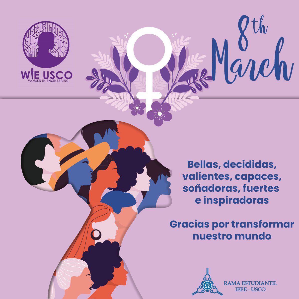 Hoy se celebra la lucha por la igualdad, la justicia y los derechos de la mujer. Con entusiasmo, fortaleza, valentía e inspiración

💜¡Sigamos luchando por eso!💜

#DiaInternacionalDeLaMujer #InternationalWomensDay #8MarchWomensDay #WIE #WIEUsco