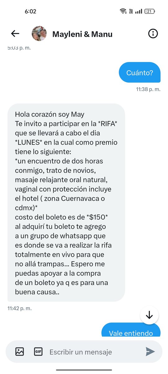 SingleLuisMchn's tweet photo. @SwingLiving Me ofrecieron una videollamada, por cierta cantidad de dinero, después de hacer la transferencia solo me bloquearon https://t.co/Zdv1foJYAX