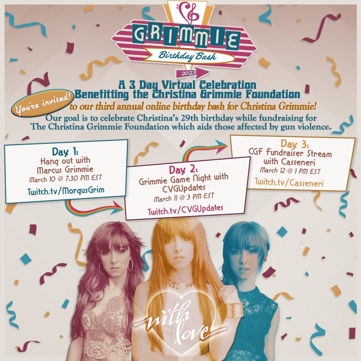 TheRealGrimmie's tweet photo. Each March, we honor Christina by hosting an event and last year's virtual event was so well attended that we're doing it again! There'll be games, prizes, and great community time as we fundraise for those affected by gun violence.💚
#GrimmieBirthdayBash

https://t.co/FCybHBXTYQ https://t.co/giLAwxfh8s
