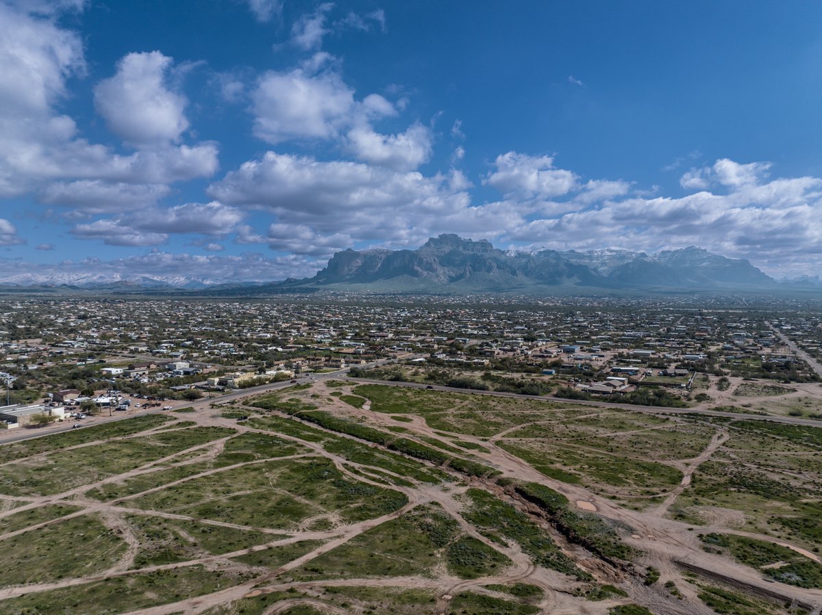 Superstitions and 4-Peaks showing off some snow last week.   From above one of our project sites in Apache Junction.  #SiteVisit #AerialPhotography #CommunityDesign #LandscapeArchitecture