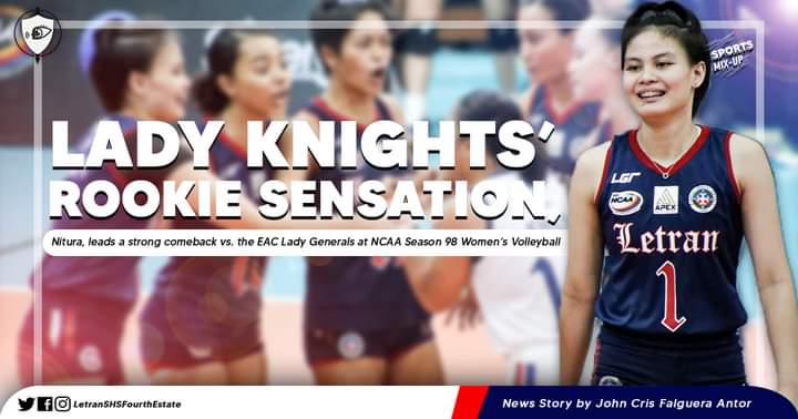 LSHSTheTemplar's tweet photo. It’s #SportsMixUp🏀🏆

Get to know “LADY KNIGHTS’ ROOKIE SENSATION, Nitura, leads a strong comeback vs. the EAC Lady Generals at NCAA Season 98 Women’s Volleyball” on this week’s #SportsMixUp by John Cris Antor. https://t.co/qOMB3TyRJD