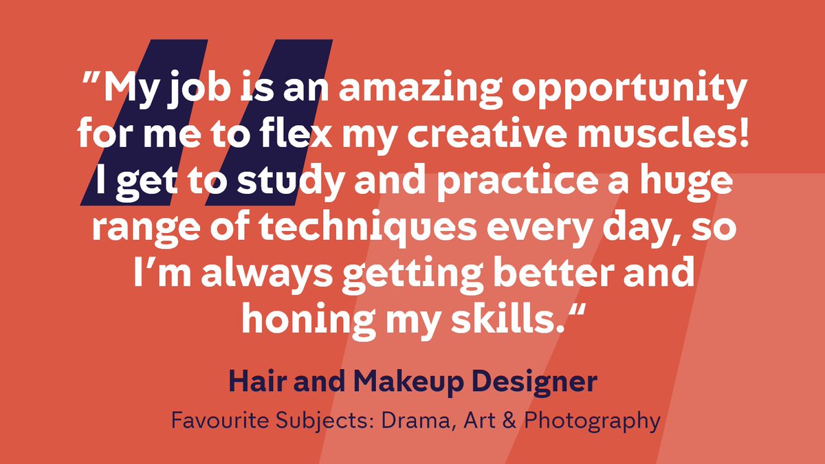Got an interest in a hair and beauty career? 💁 💄 

This Channel 4 Hair and Makeup Designer loved Drama and Art at school. The creativity and time management skills they developed in those lessons help them in their career now!

#NationalCareersWeek #NCW2023 #HairAndBeauty