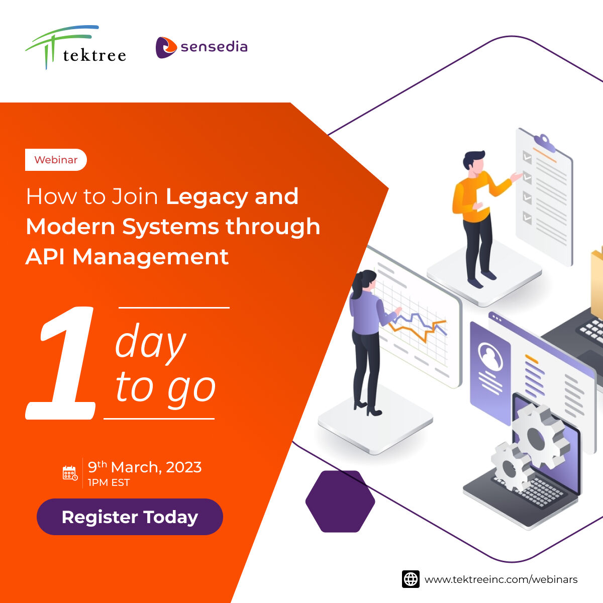 tektreeinc's tweet image. Only one day left until our highly anticipated webinar on &quot;How to join legacy and modern systems through API management&quot;!  Register now and join us tomorrow at 1 pm EST lnkd.in/gdnhh5Wk See you there! 

#APImanagement #LegacySystem #ModernSystem #Webinar #integration