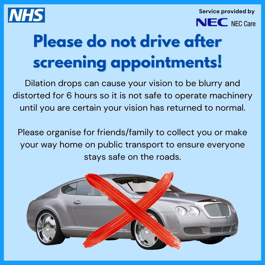 notg_neccare's tweet photo. Plan ahead before your retinal eye screening appointment.

#retina #retinaleyescreening #nhs https://t.co/BhKOUef83E