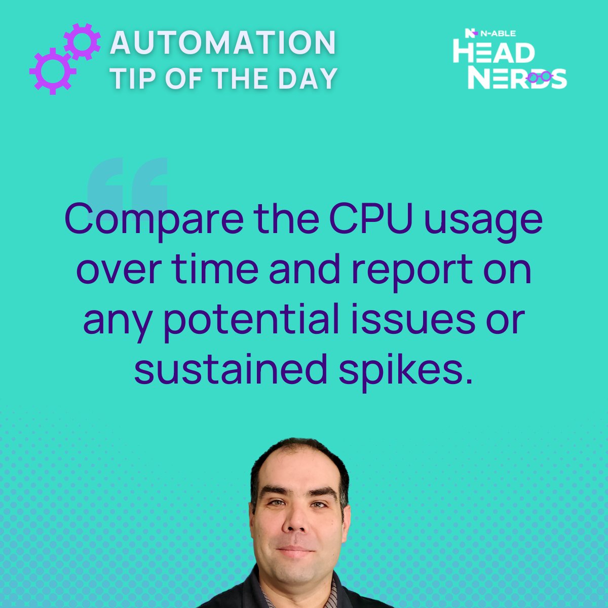 automation_nerd's tweet image. #AutomationTip: Compare the CPU usage over time and report on any potential issues or sustained spikes.
#CPU #MSP #ITservices