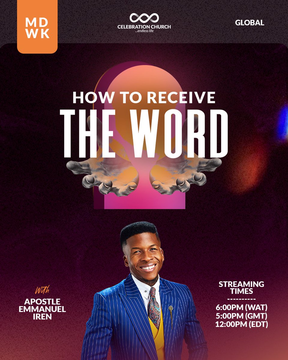 cci_abeokuta's tweet photo. Join us this evening for our Midweek service by 6 PM WAT as we examine the topic "How To Receive The Word".
You can also join the online stream on our YouTube channel at Celebration Church Global.
Don't forget to invite someone to service🤗❤️
#SolidRoots #Solidfruits https://t.co/swFPBa5qTp