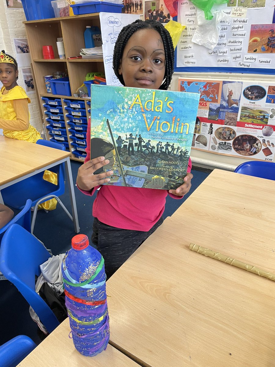 JDPSoffice's tweet photo. Inspired by the story told in Ada’s Violin by @sHood125 year 4 have been making their own musical instruments (and music!) out of recycled materials. https://t.co/v72sKizddv